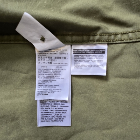 Levi’s 2X Olive Green Military Shirt Jacket Floral Embroidery Utility Shacket - Picture 10 of 11